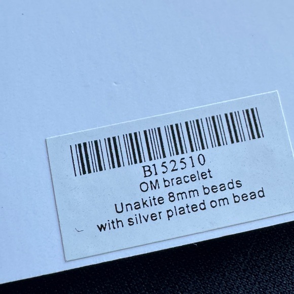 New Healing Stone Unakite Bead Silver Plated OM Symbol Charm Stretch Bracelet - Picture 5 of 6